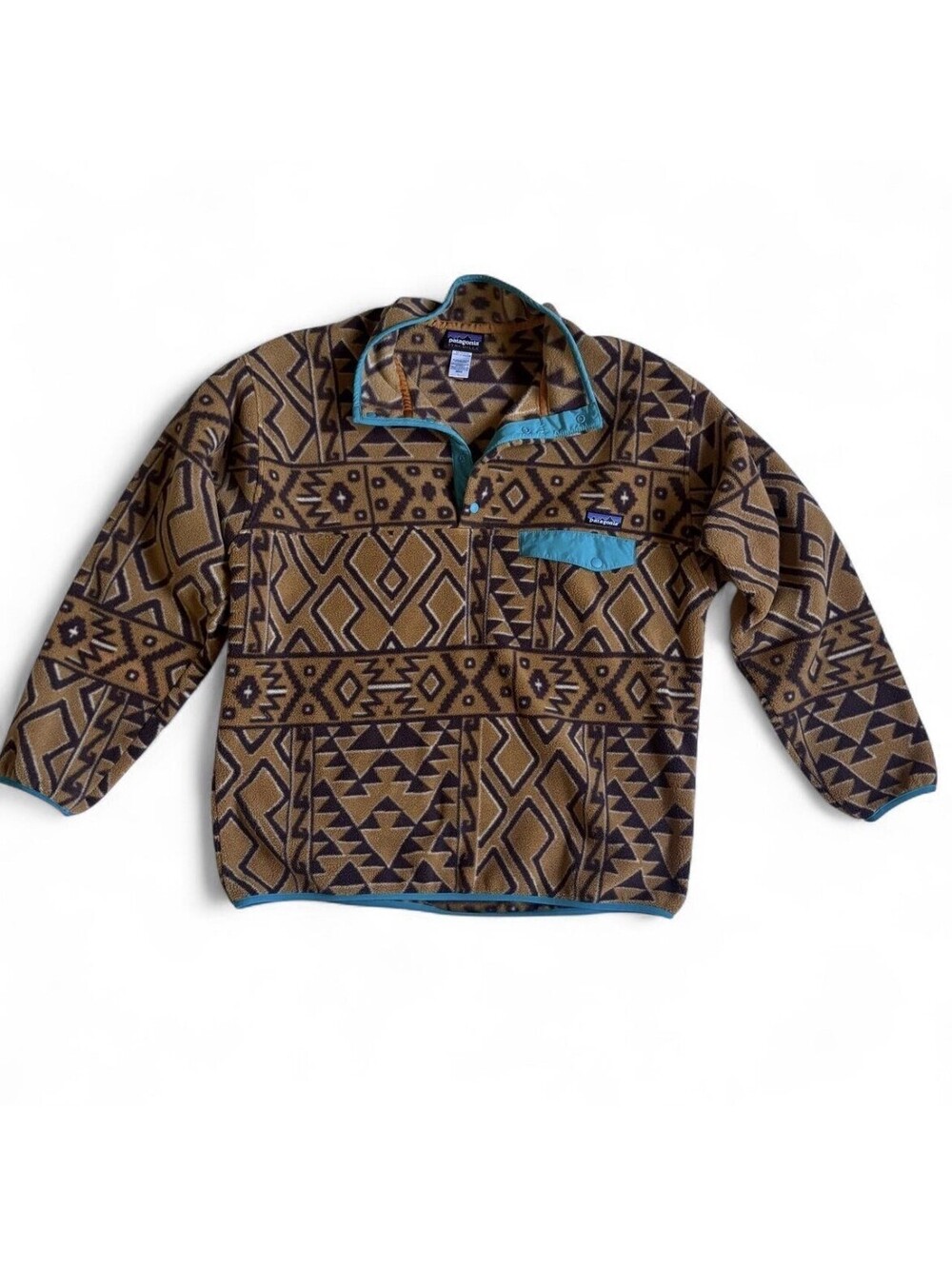 Rare Patagonia Men’s Synchilla T-Snap Montana Siete Large Aztec Brown